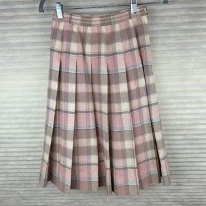 Vintage Pendleton Plaid Academia Preppy Wool Pleated Skirt Country Quiet Luxury